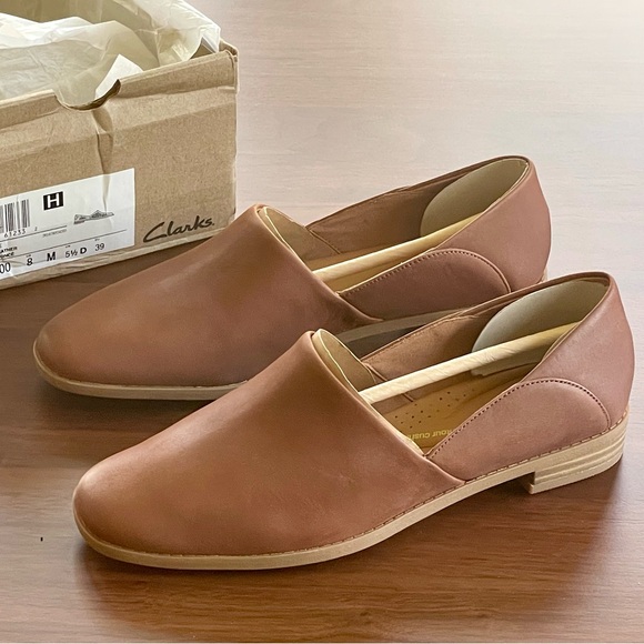 Clarks Pure Belle Slip On Leather Shoes 8M NIOB - Picture 5 of 13